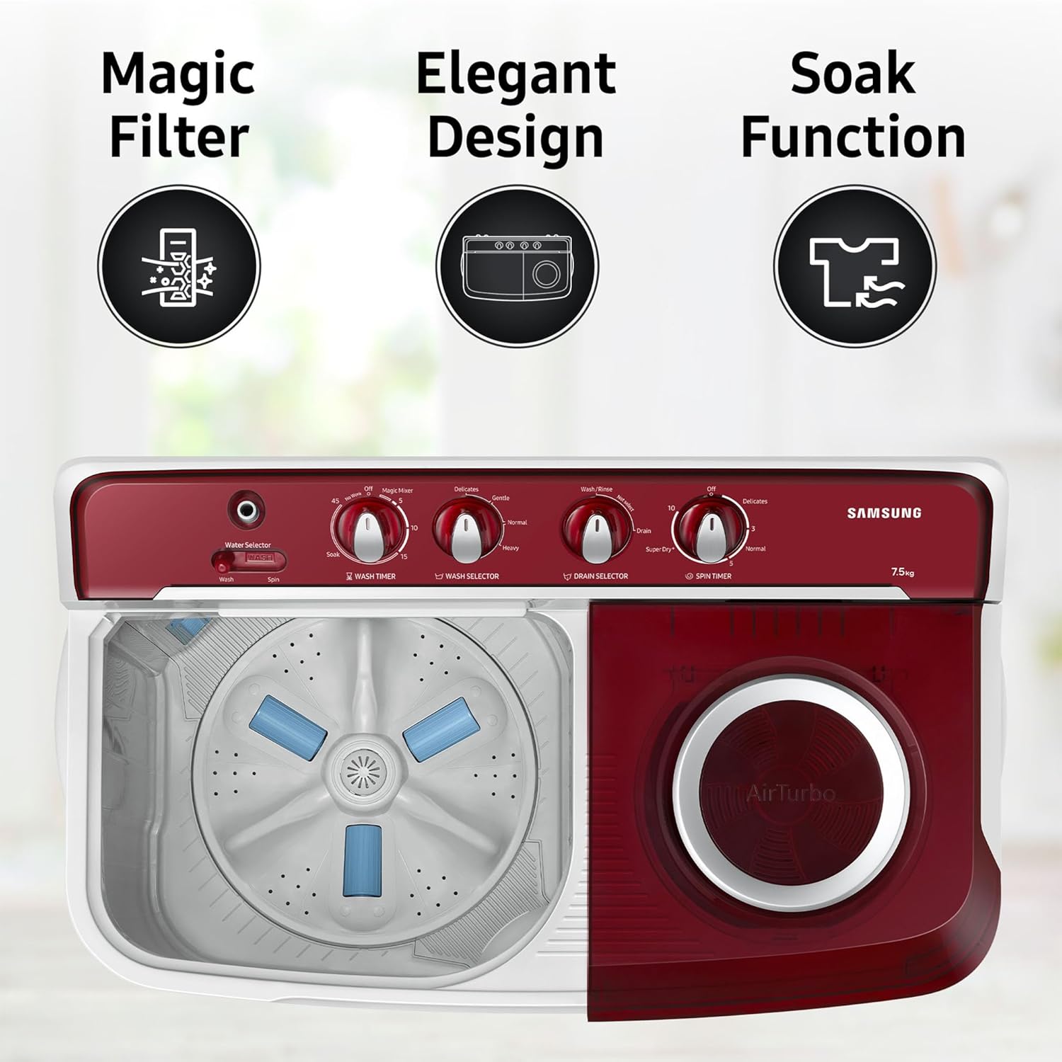 Samsung 7.5 Kg Inverter 5 Star Semi Automatic Top Load Washing Machine
