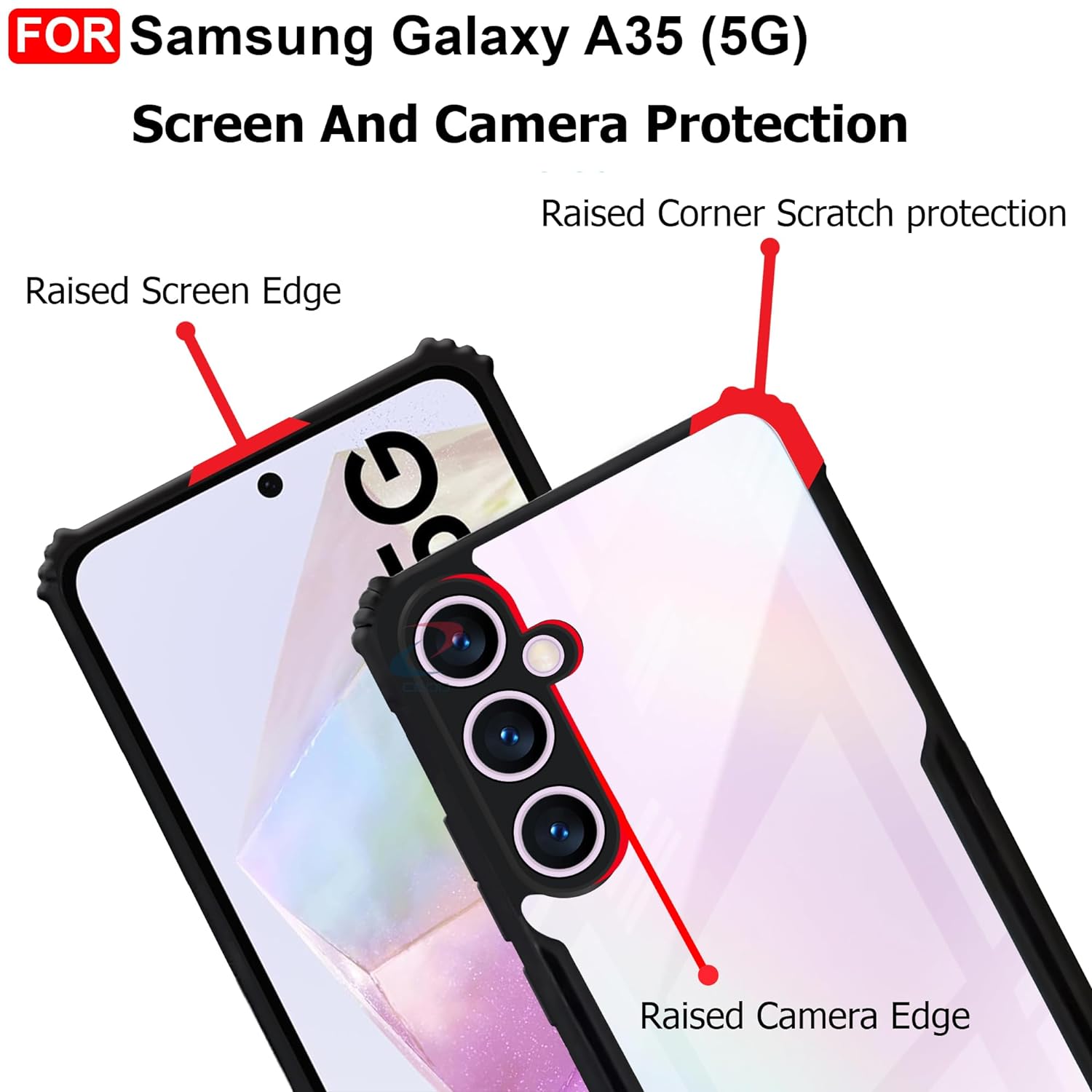 Protection Samsung Galaxy A35 (5G) Back Case Cover | Camera Protection Shockproof Bumper-Edge | Acrylic Crystal Clear 360 Degree Protection
