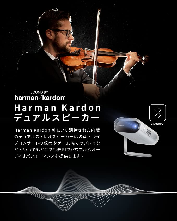 ViewSonic M1 Pro (600 lm) Portable with 1280X720p Resolution, 150" Maximum Display, Bluetooth & Smart Wi-Fi , Harman Kardon Speaker(3W Cube x2), HDMI , USB Connectivity LED Projector