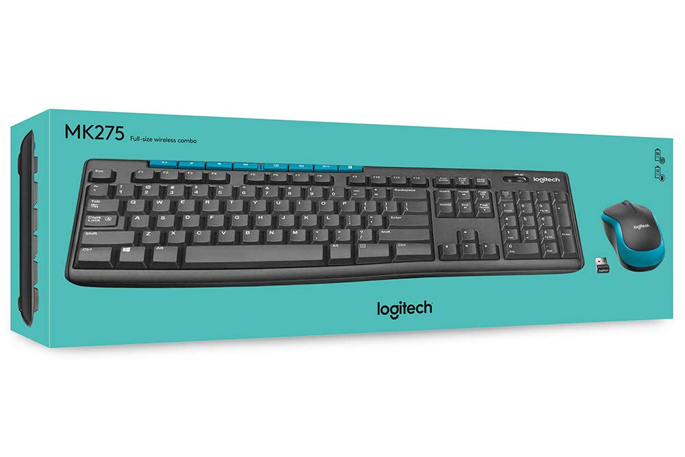 Logitech MK275 Mouse & Keyboard Combo, Spill-resistant Design Wireless Laptop Keyboard