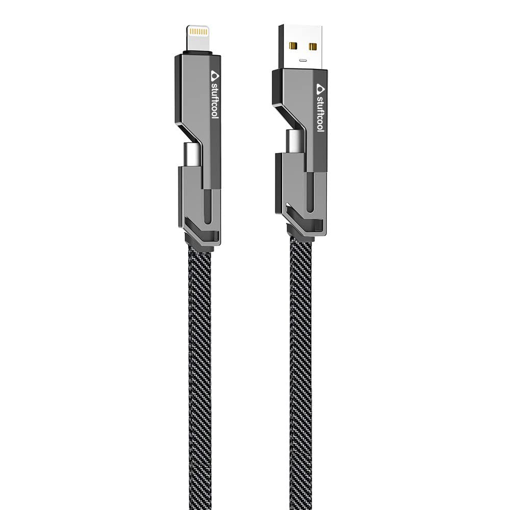 Stuffcool Quad Pro 4 in 1 Metal Flat Braided Indestructible Cable 1.5m 60W Data Cable
