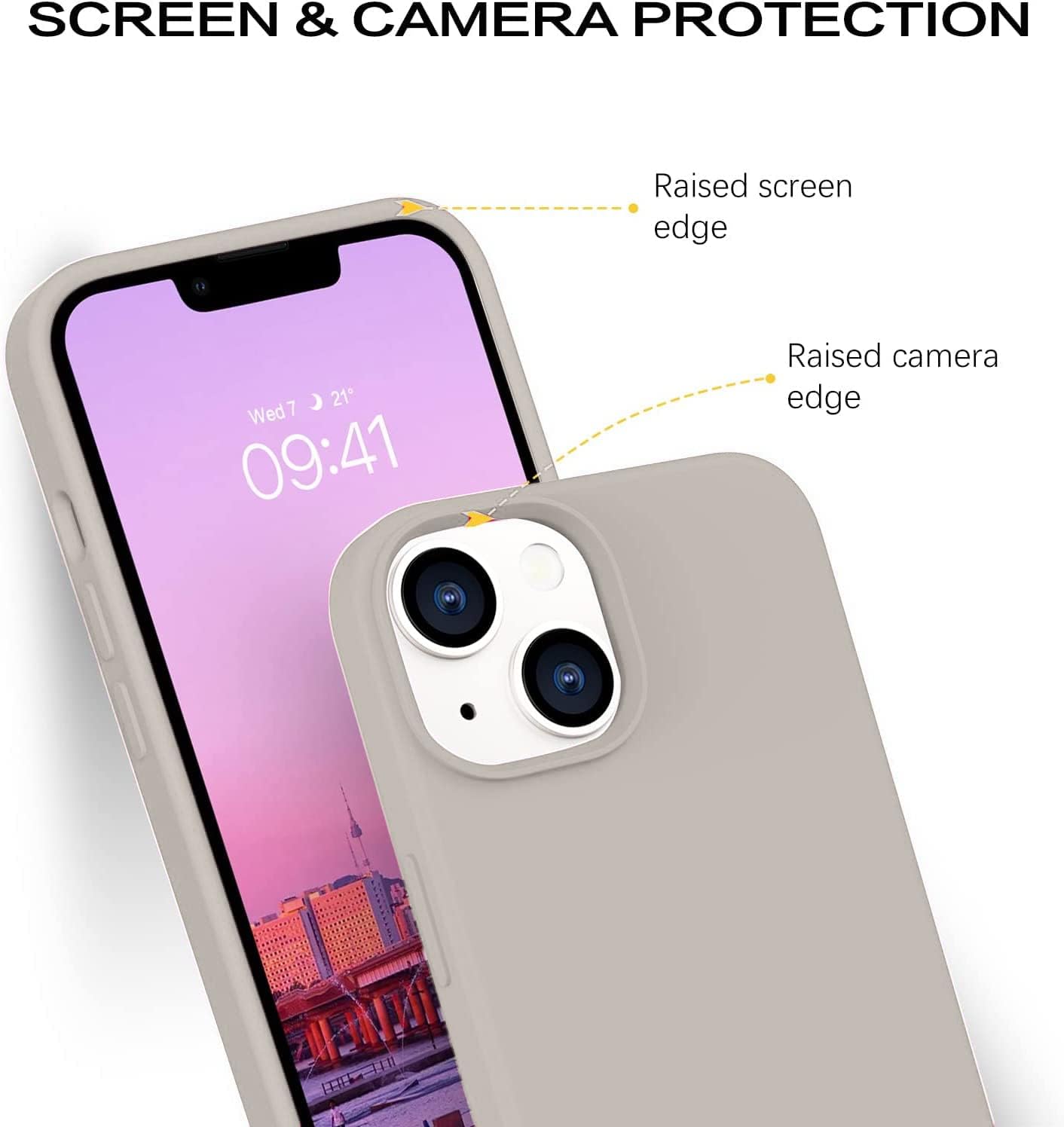 Protect Microfiber Candy Case Compatible for iPhone 13 Shockproof Slim Back Cover Liquid Silicone Case