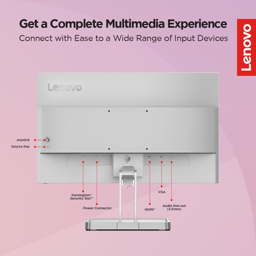 Lenovo L-Series Full HD LED Backlit IPS Panel with 99% sRGB, HDMI 1.4, VGA, 2X3W Speakers,Tilt Stand, for Home & Office use, Ultraslim Monitor