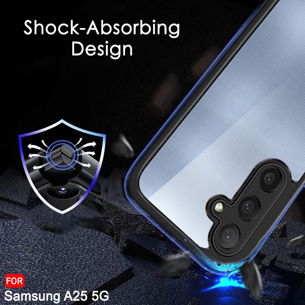 Protect Ultra-Hybrid Shockproof Sleek Armor Back Cover Case for Samsung Galaxy A25 5G | 360° Protection | Crystal Clear Hard Back Transparent Cover Case