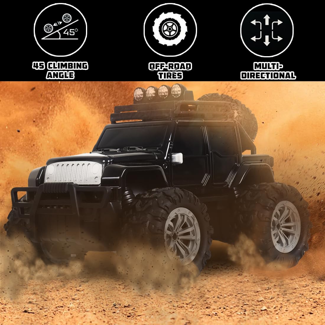 Wembley Monster Truck Remote Control Rc Car Offroad High Speed Racing Car For Kids With 2 Speed And 4 Headlight Modes