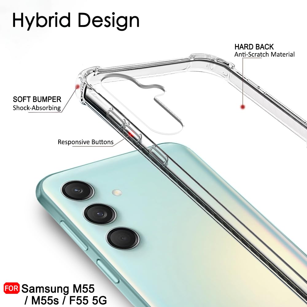 Protect Crystal Clear Back Cover Case for Samsung Galaxy M55 / M55s / F55 5G | 360 Degree Protection | Shock Proof Design