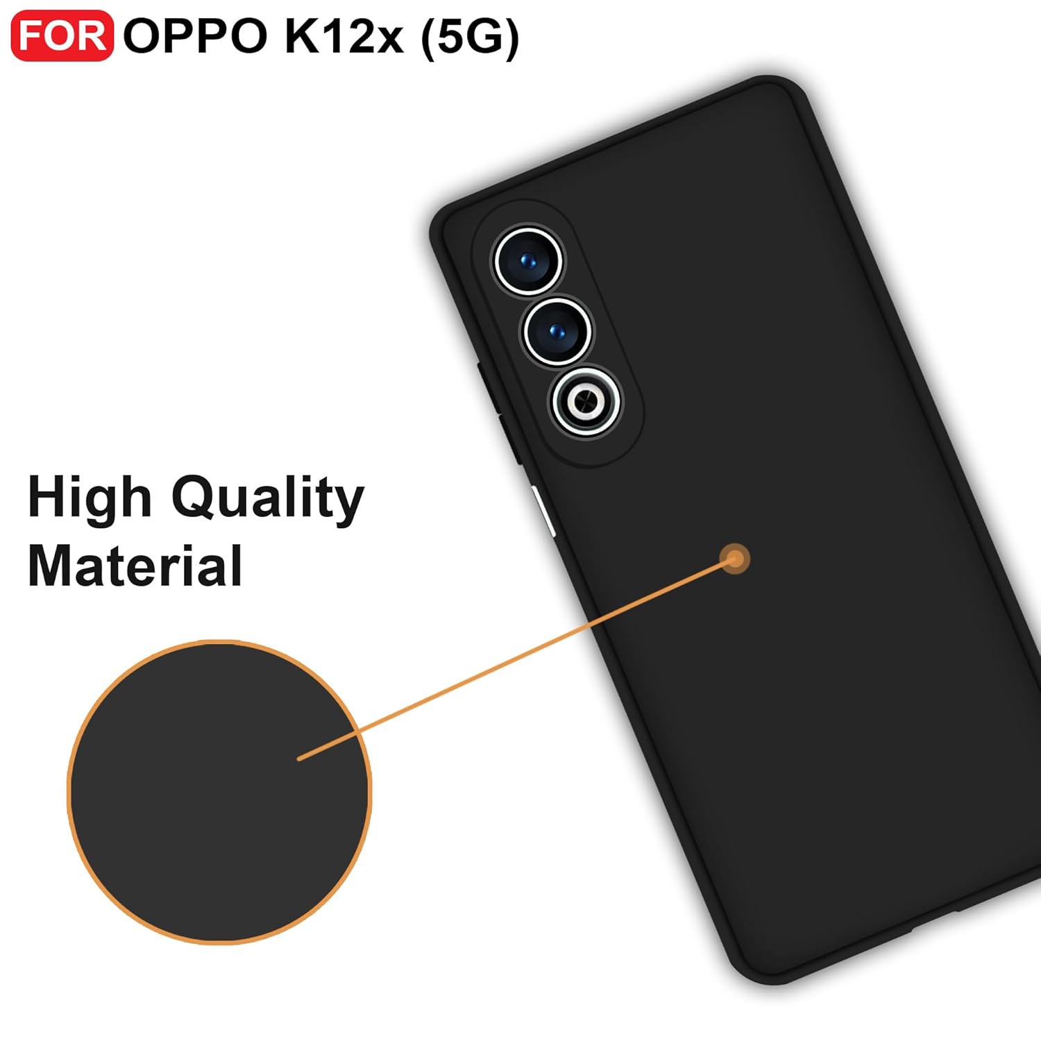 Protect Oppo K12x (5G) Back Cover | Camera Bump Protection & Inner Velvet Fabric Lining | Ultra Slim Matte Soft Rubberised Case Cover