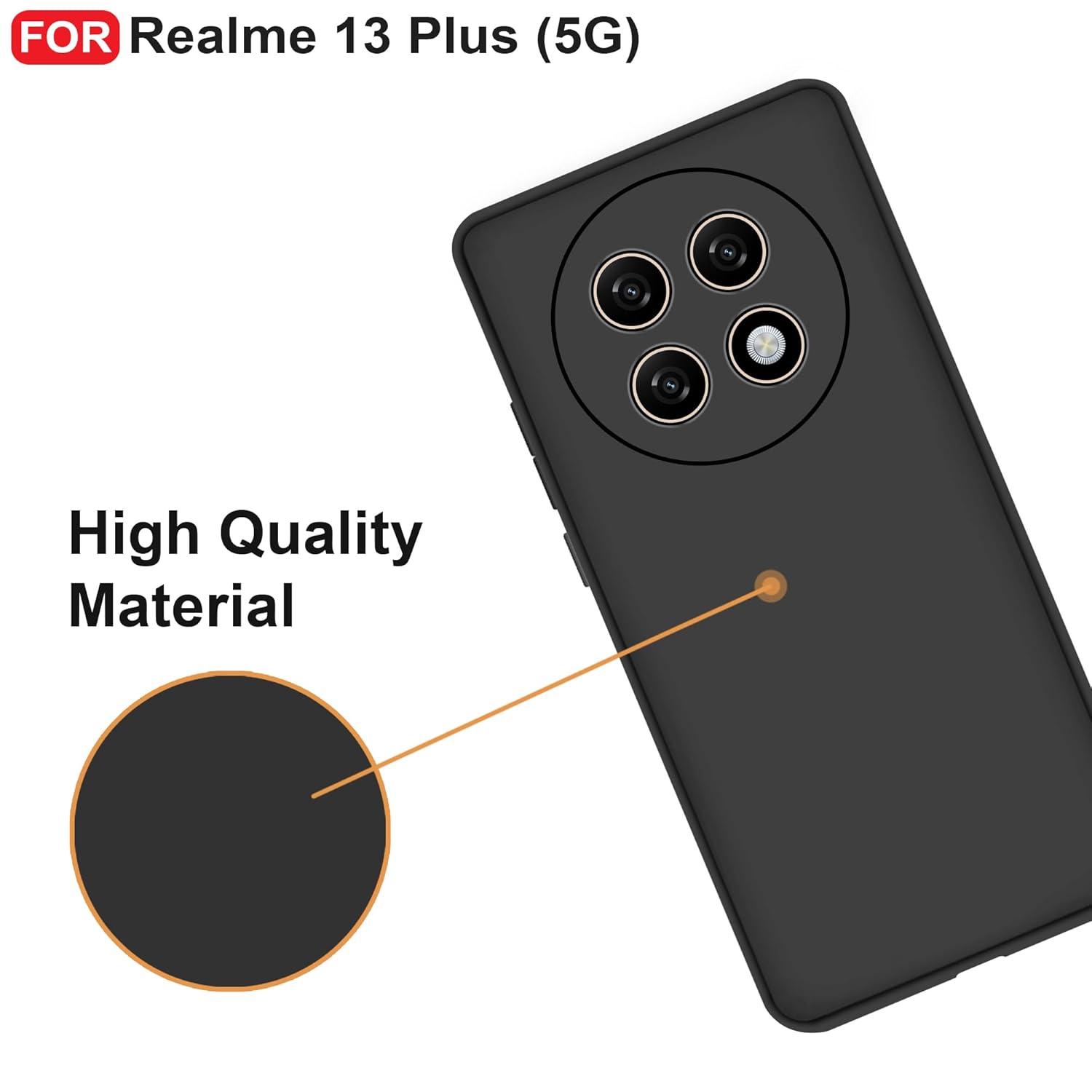 Protect Realme 13 Plus (5G) Back Cover | Camera Bump Protection & Inner Velvet Fabric Lining | Ultra Slim Matte Soft Rubberised Case Cover