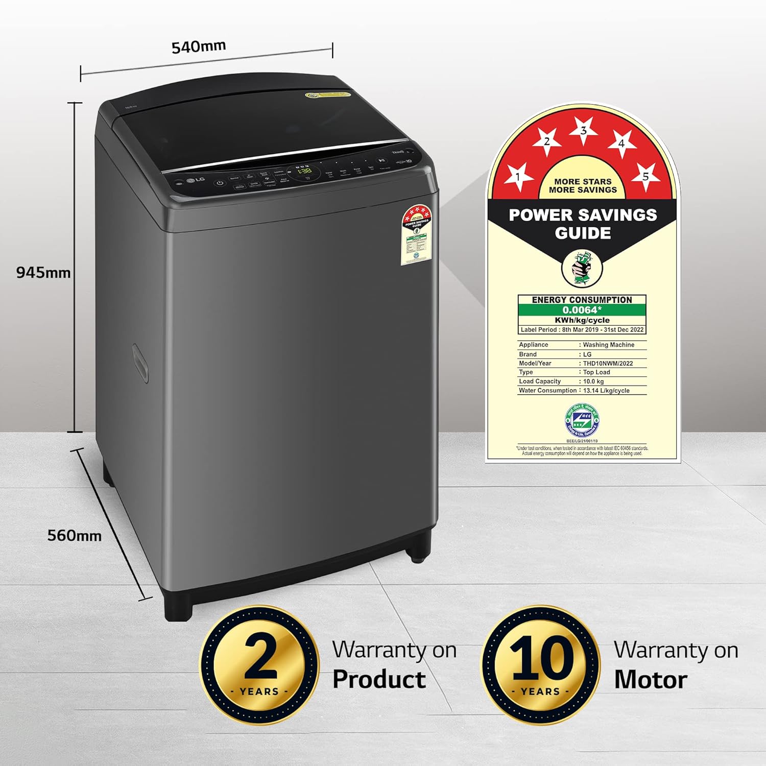 LG 10 Kg 5 Star Inverter Wi-Fi Fully-Automatic Top Load Washing Machine
