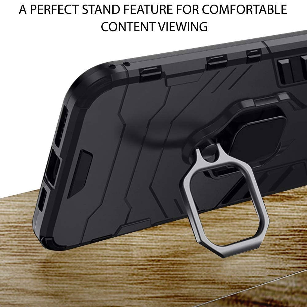 Protect Tough Armor Oppo Reno 6 Pro 5G Bumper Back Case Cover | Ring Holder & Kickstand in-Built | 360 Degree Protection Back Case Cover