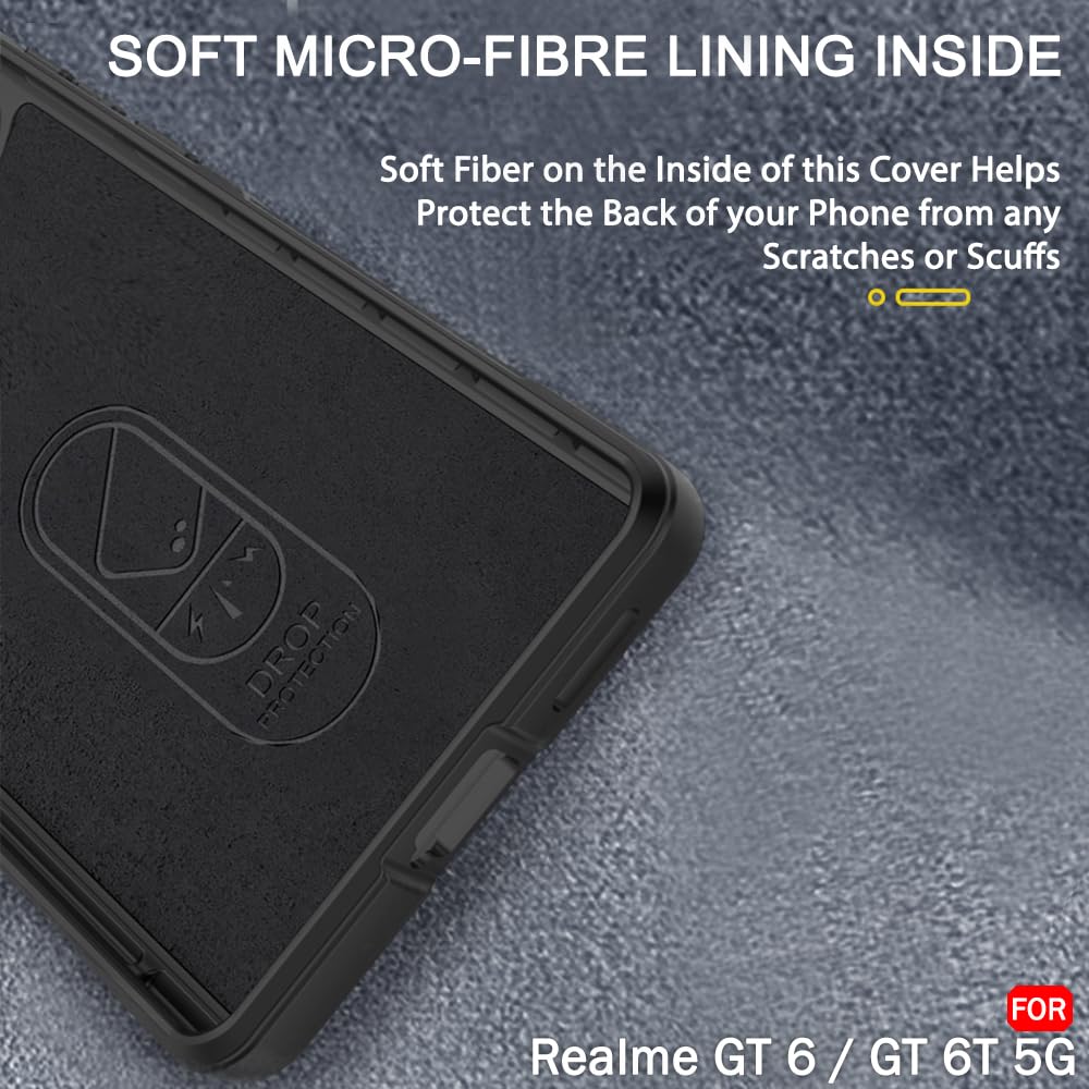 Protect Liquid Silicon Back Cover Case for Realme GT 6 / GT 6T 5G | Shockproof Military Grade Protection | Micro-Fibre Cloth On Inner Side | Anti-Slip Grip Realme GT 6T 5G Back Case