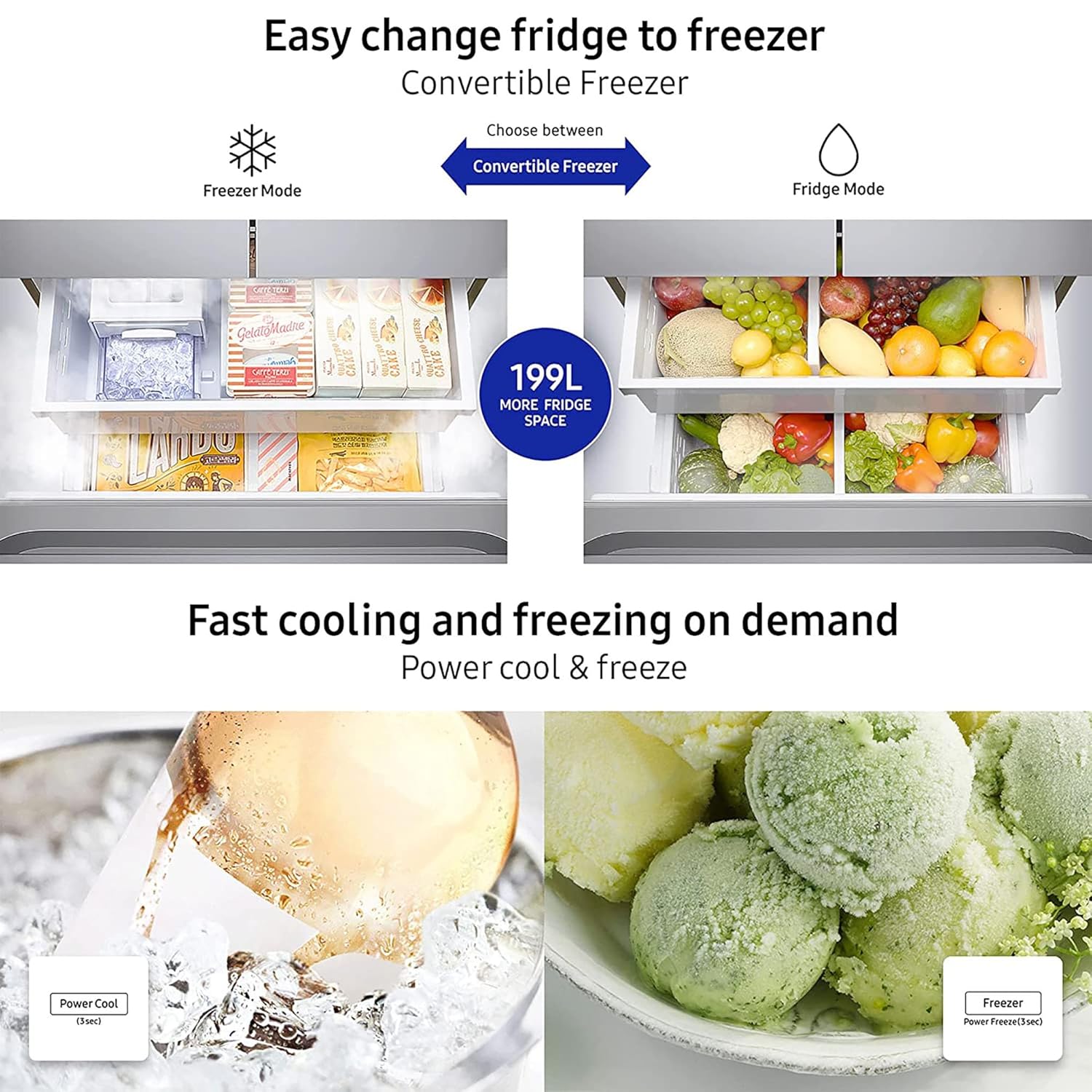 Samsung 550 L, Convertible, Digital Inverter, Frost Free French Door Refrigerator