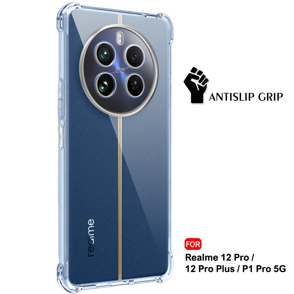 Protect Back Cover For Realme P1 Pro 5G | Shockproof Clear Soft TPU Case | Cushioned Edges Ultimate Protection For Realme 12 Pro Back Cover Case