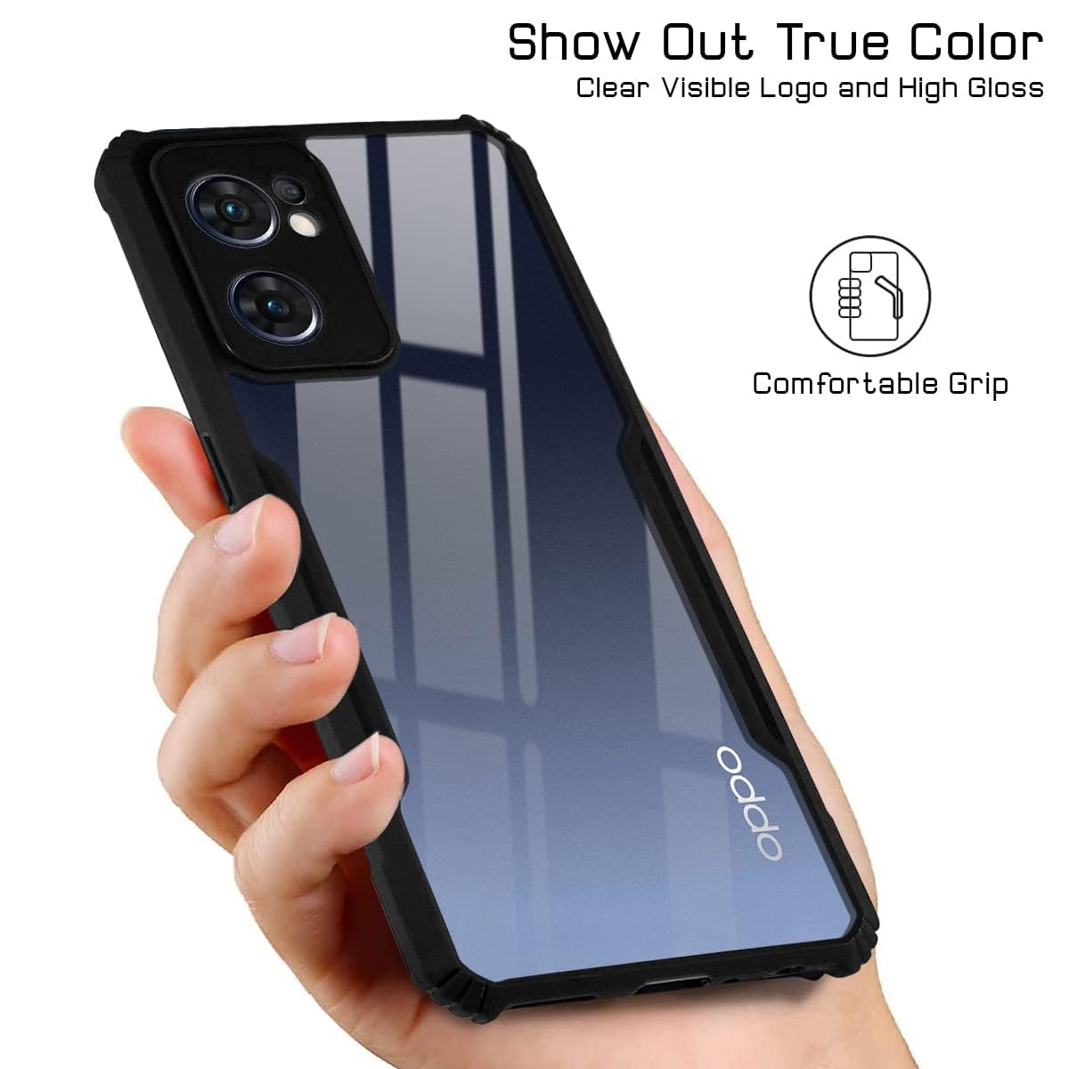 Protect Cover Case for Oppo Reno7 5G | Reno 7 5G (Shockproof with Polycarbonate Clear Panel