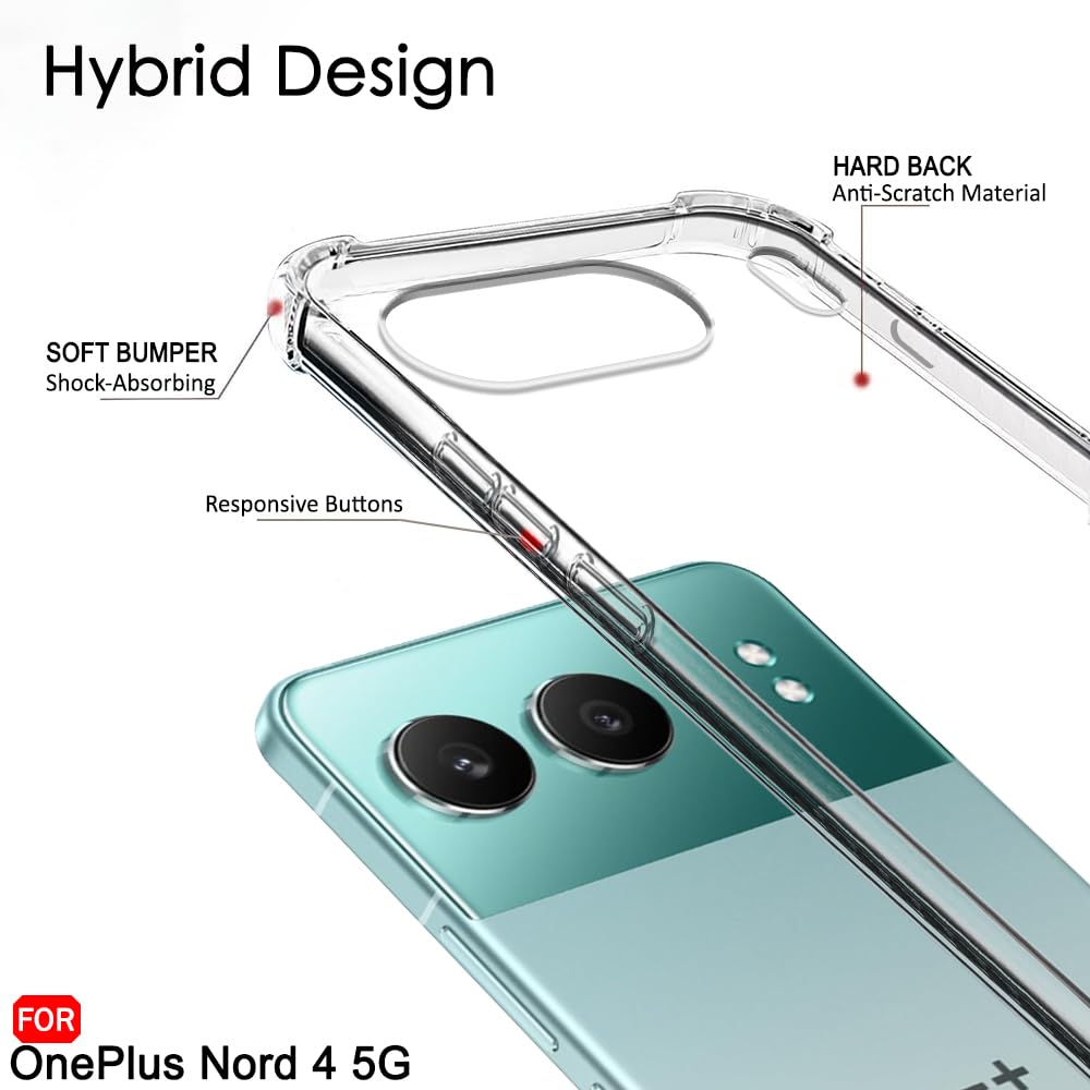 Protect Crystal Clear Back Cover Case for OnePlus Nord 4 5G | 360 Degree Protection | Shock Proof Design | Transparent Back Cover Case