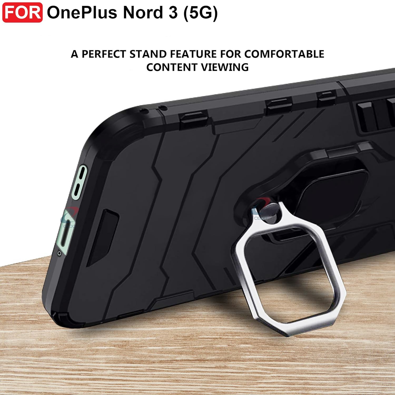 Protect Rugged Oneplus Nord 3 (5G) Defender Case | Rotating Ring Holder & Kickstand in-Built | Military Grade Armor