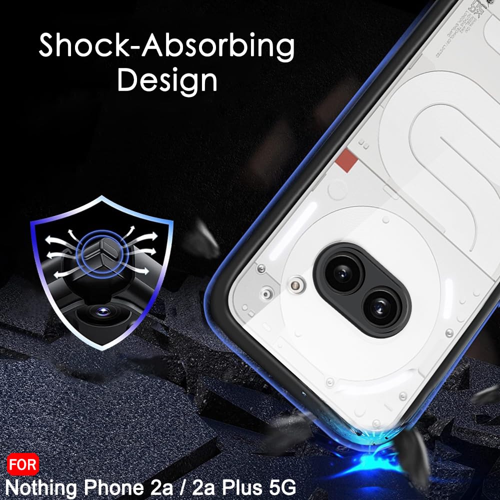 Protect Ultra-Hybrid Shockproof Back Cover Case for Nothing Phone 2a Plus | Camera Protection Bump | Hard Back Cover for Nothing Phone 2A (PC & TPU, Crystal Clear Back, Black Sides)