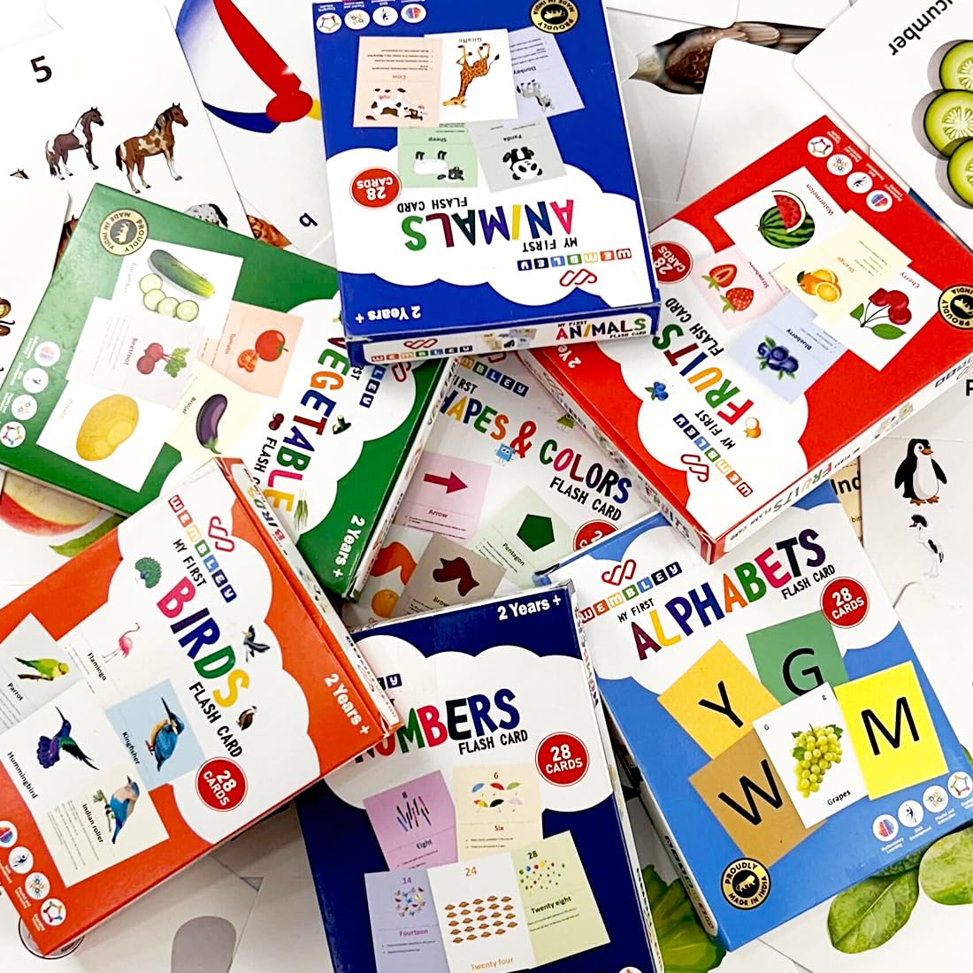 Wembley Flash Card for Babies 0 to 6 Months Old Boy Girls Infant Early Learning Educational Montessori Toys Birthday Gift for 1 2 3 4 Years Kids Activity Toys - Set of 196 Cards