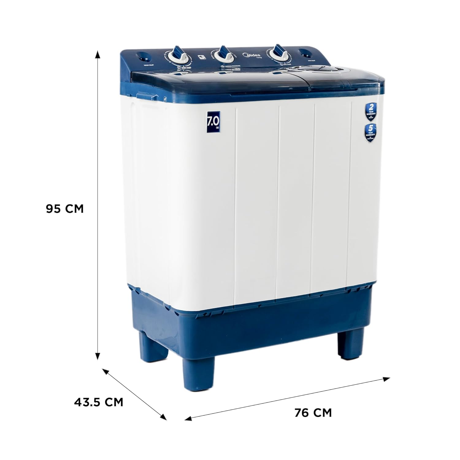Midea 7 KG Semi Automatic Top Loading Washing Machine