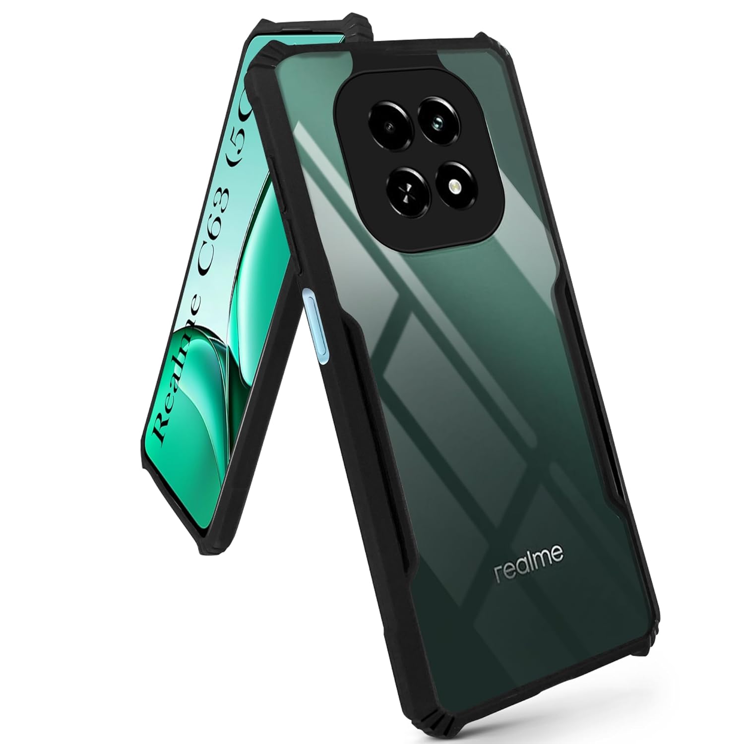 Protect Back Cover Case for Realme C63 5G (Shockproof with Polycarbonate Clear Panel | Professional Black)