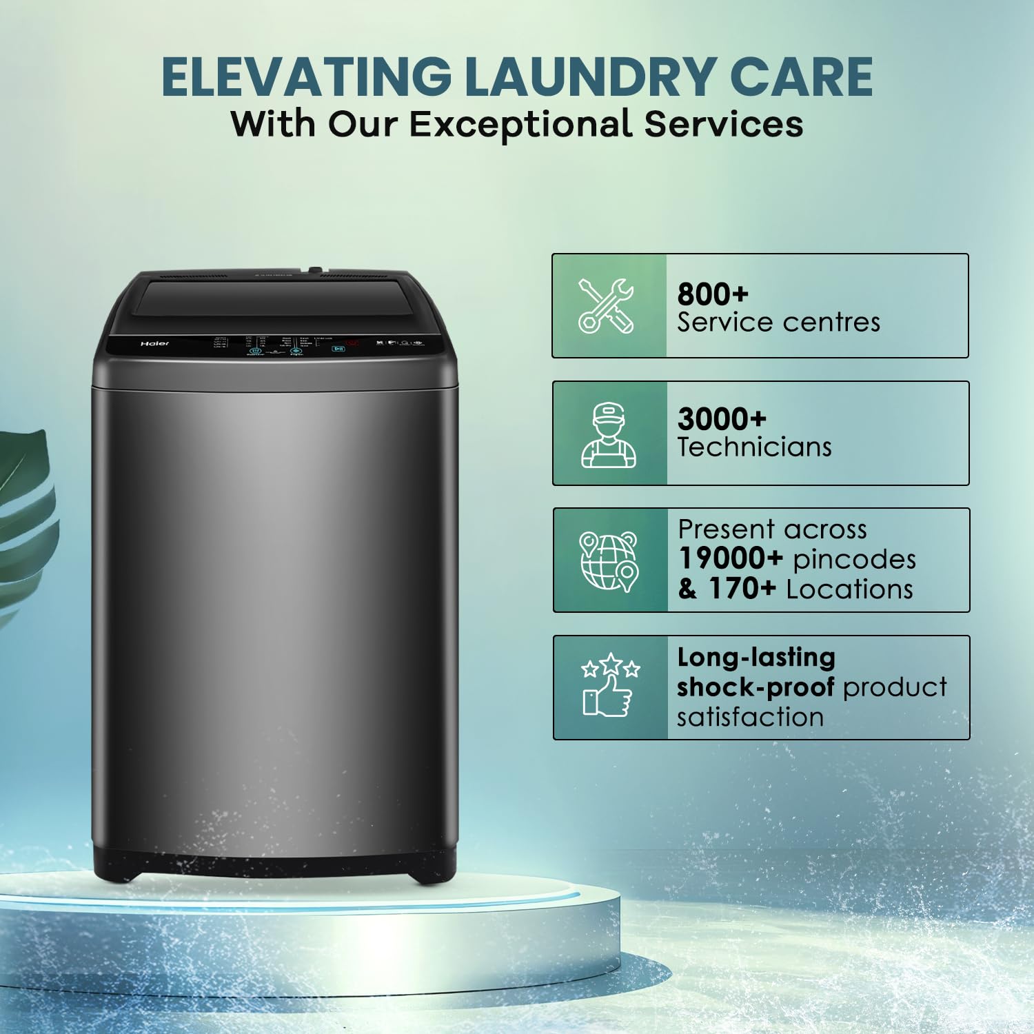 Haier 6.5 Kg, 5 Star, Oceanus Wave Technology Toughened Glass Fully Automatic Top Loading Washing Machine