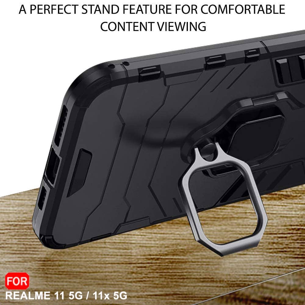 Protect Tough Armor Bumper Back Case Cover for Realme C67 5G | Ring Holder & Kickstand in-Built | 360 Degree Protection Back Cover