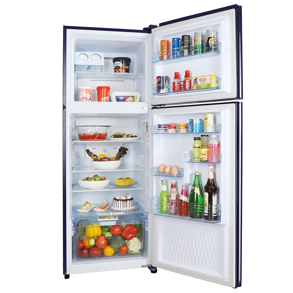 Lloyd Refrigerator 2 Star Automatic Double Door 310 L 2 Star Inverter Metallic Navy Toughened Glass