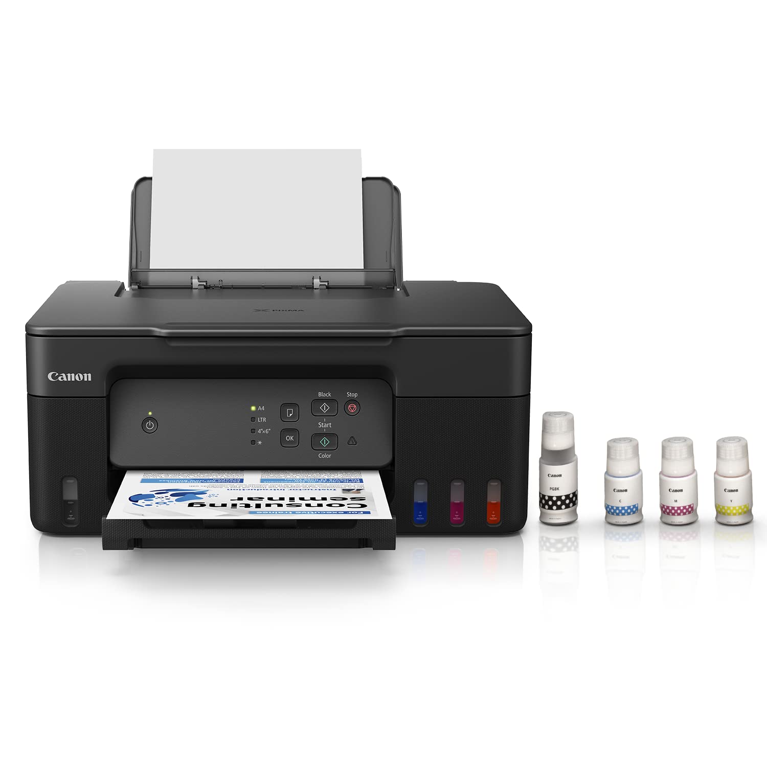 Canon PIXMA MegaTank/Ink Efficient G2730 Multi-function Color Ink Tank Printer with Black (70 ml) & Color (40 ml) (4 Ink Bottles Included)