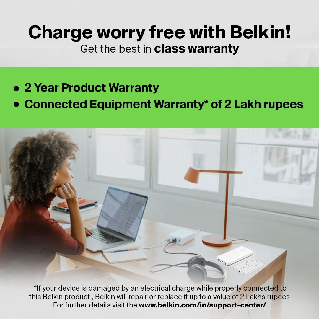 Belkin 67W (27W + 20W + 20W) Triple USB-C Pps Pd Wall Charger