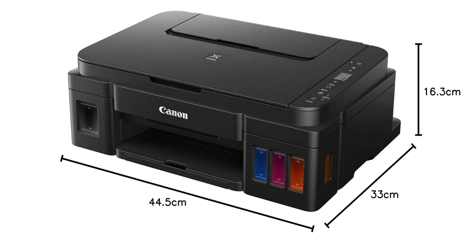 Canon PIXMA MegaTank/Ink Efficient G2012 Multi-function Color Ink Tank Printer (Color Page Cost: 0.32 Rs. | Black Page Cost: 0.09 Rs.) with 2 additional Black (6 Ink Bottles Included)