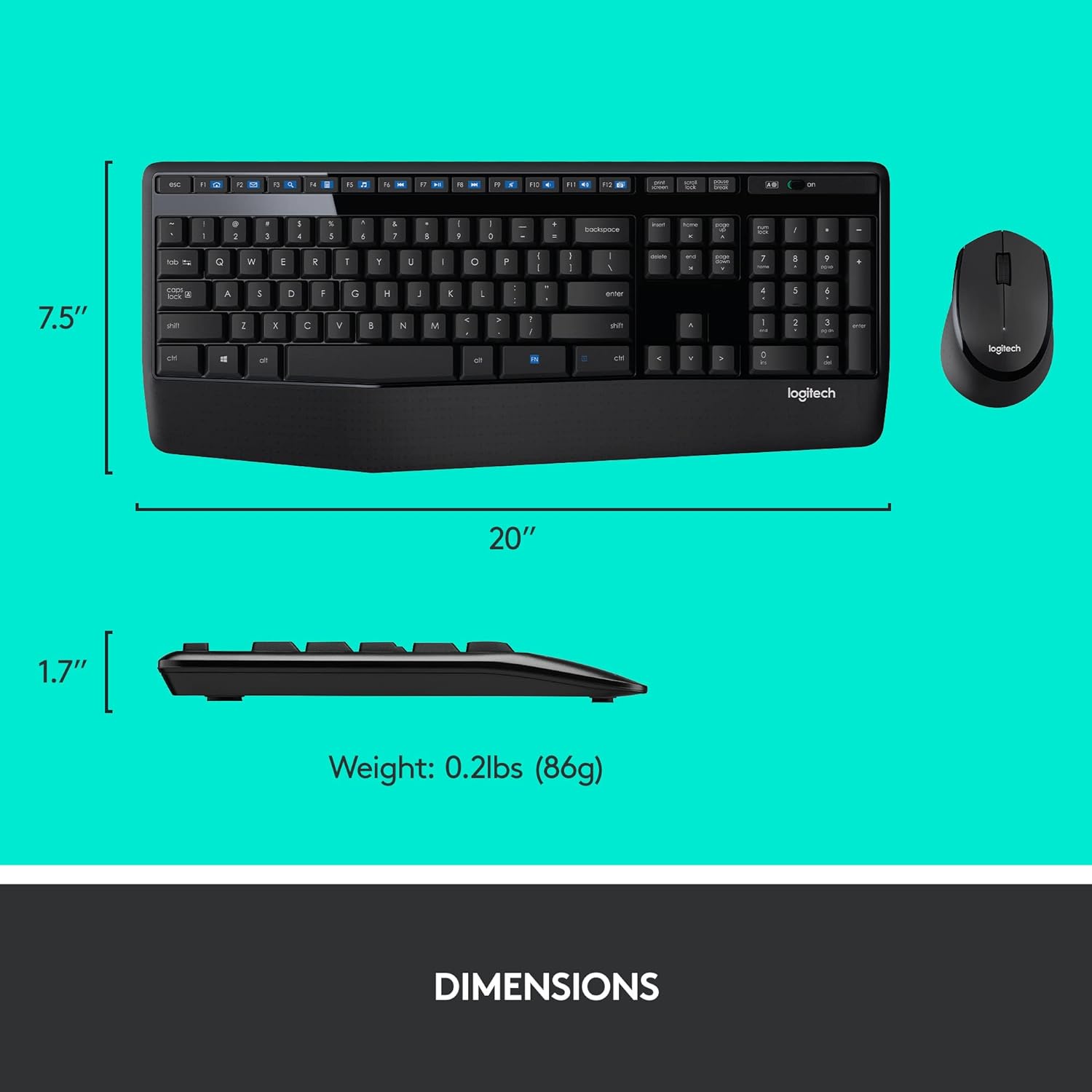 Logitech MK345/Wireless Compact,Win Mac,Desktop,Tablet,Smartphone,LaptopCompatible Wireless Laptop Keyboard (Black)