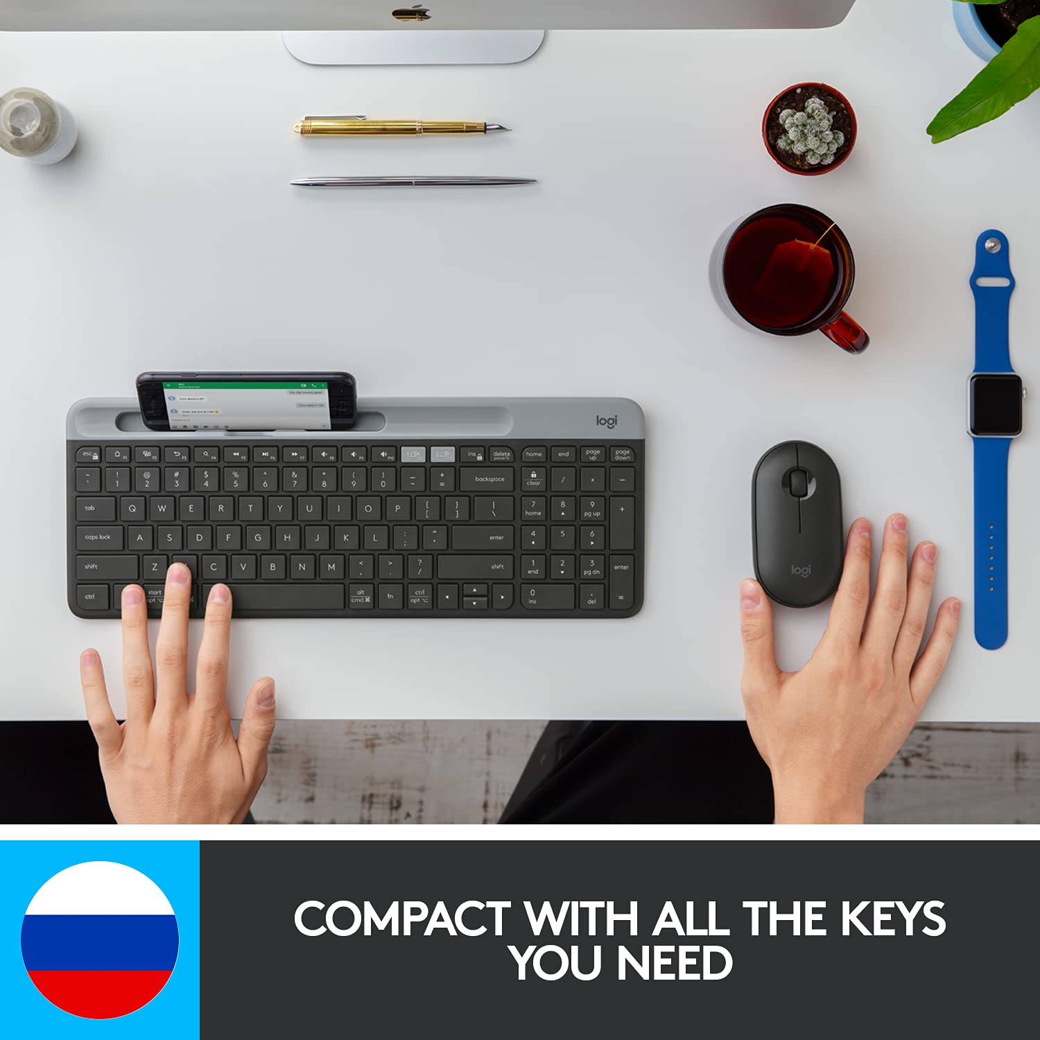 Logitech K580/Bluetooth Compact,Win Mac,Desktop,Tablet,Smartphone,LaptopCompatible Wireless Multi-device Keyboard