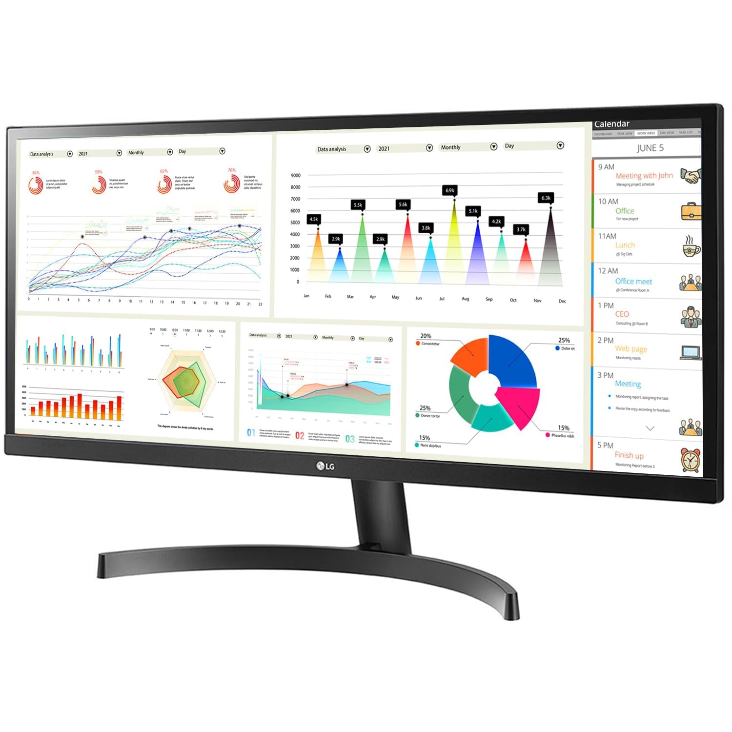 LG WFHD LED Backlit IPS Panel with HDR 10, Black Stabilizer, Dynamic Action Sync, Dual Controller, OnScreen Control Immersive UltraWide Monitor