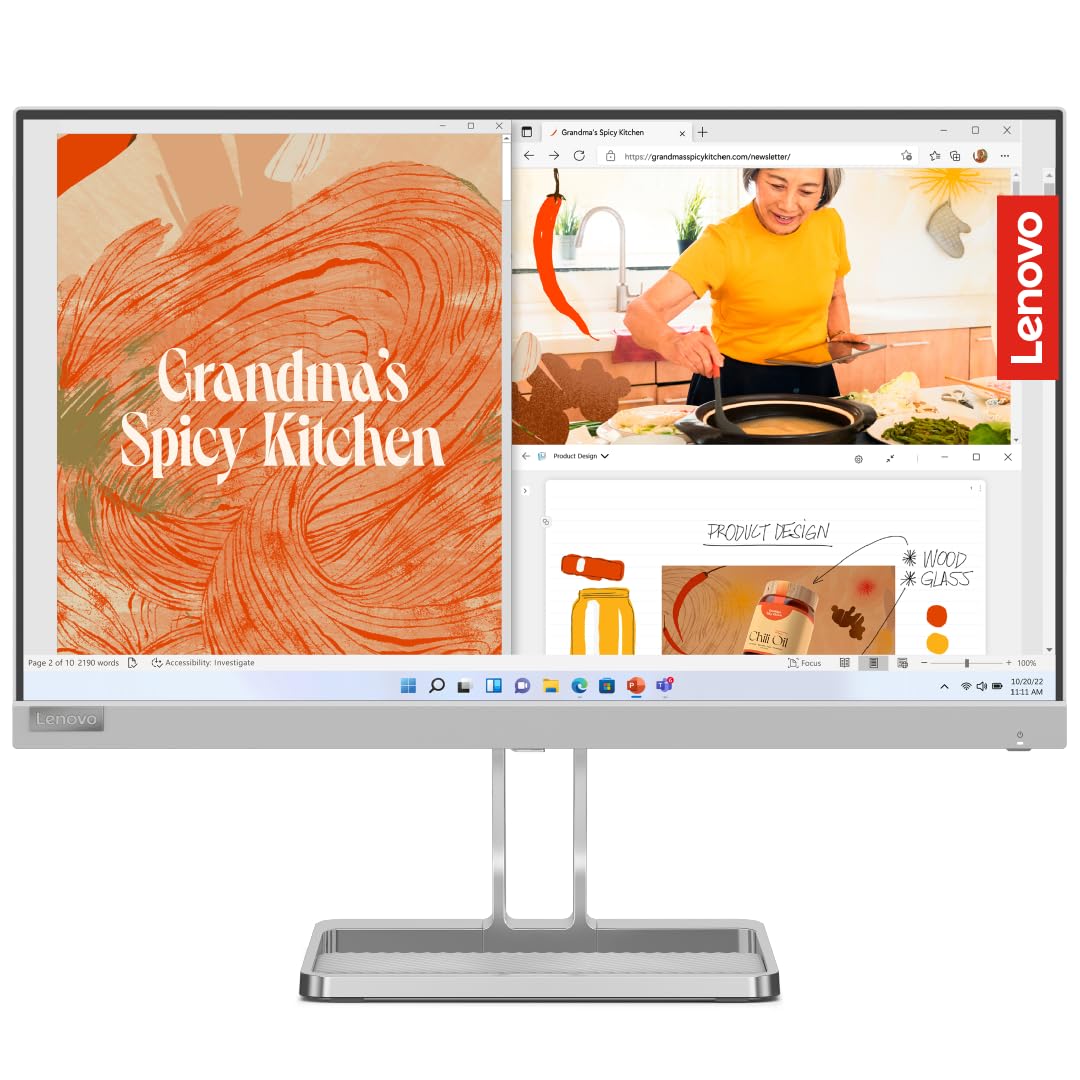 Lenovo L-Series Full HD LED Backlit IPS Panel with 99% sRGB, HDMI 1.4, VGA, 2X3W Speakers,Tilt Stand, for Home & Office use, Ultraslim Monitor