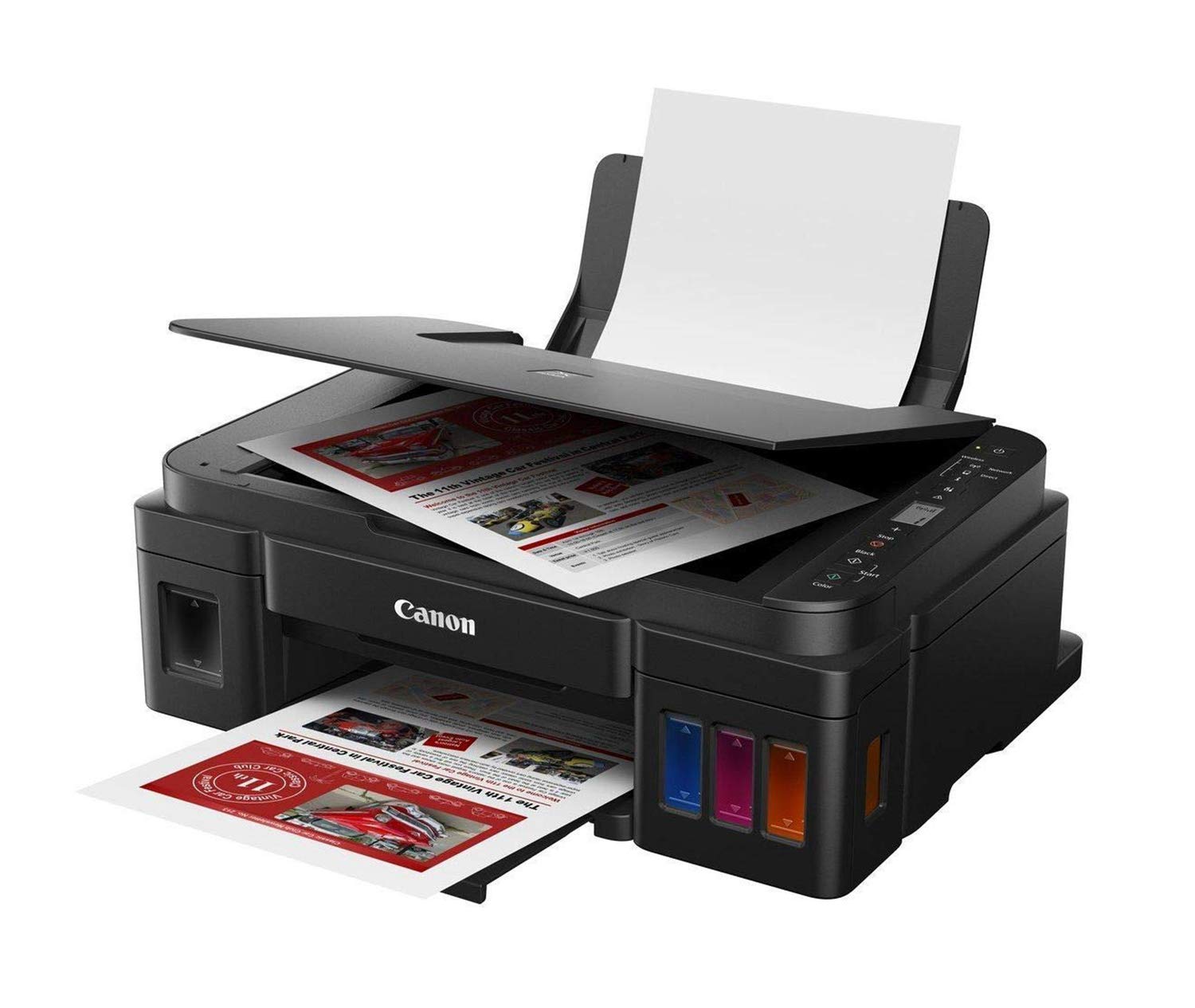 Canon PIXMA Mega Efficient G3012 Multi-function WiFi Color Ink Tank Printer (Color Page Cost: 0.21 Rs. | Black Page Cost: 0.09 Rs. | Borderless Printing) with 2 additional Black Ink Bottles (6 Ink Bottles Included)
