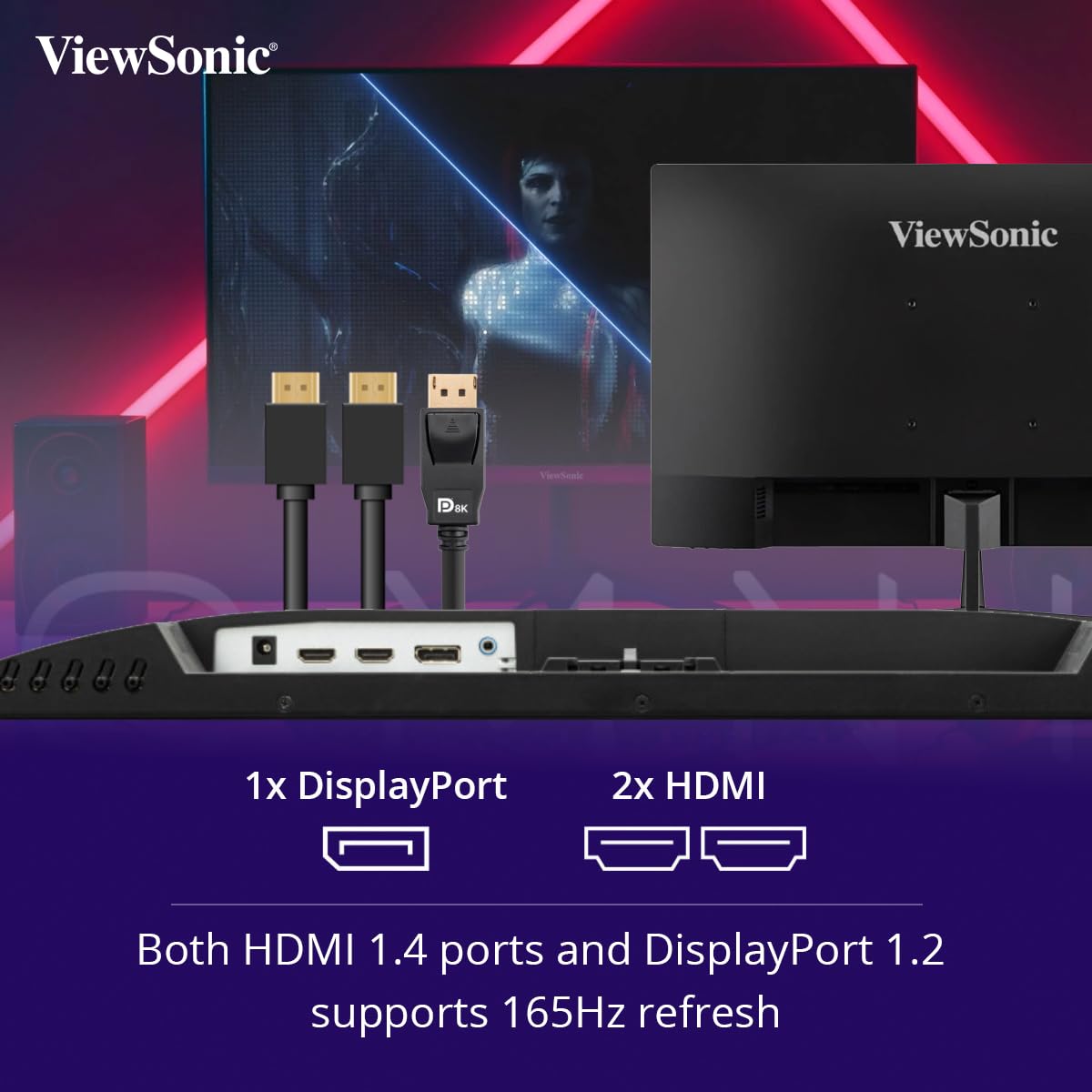 ViewSonic Full HD IPS Panel with HDR10, 104 sRGB, Eye Care, Wall Mount, Tilt, 2 x HDMI, 1 x Display Port, Wide View Angle Gaming Monitor