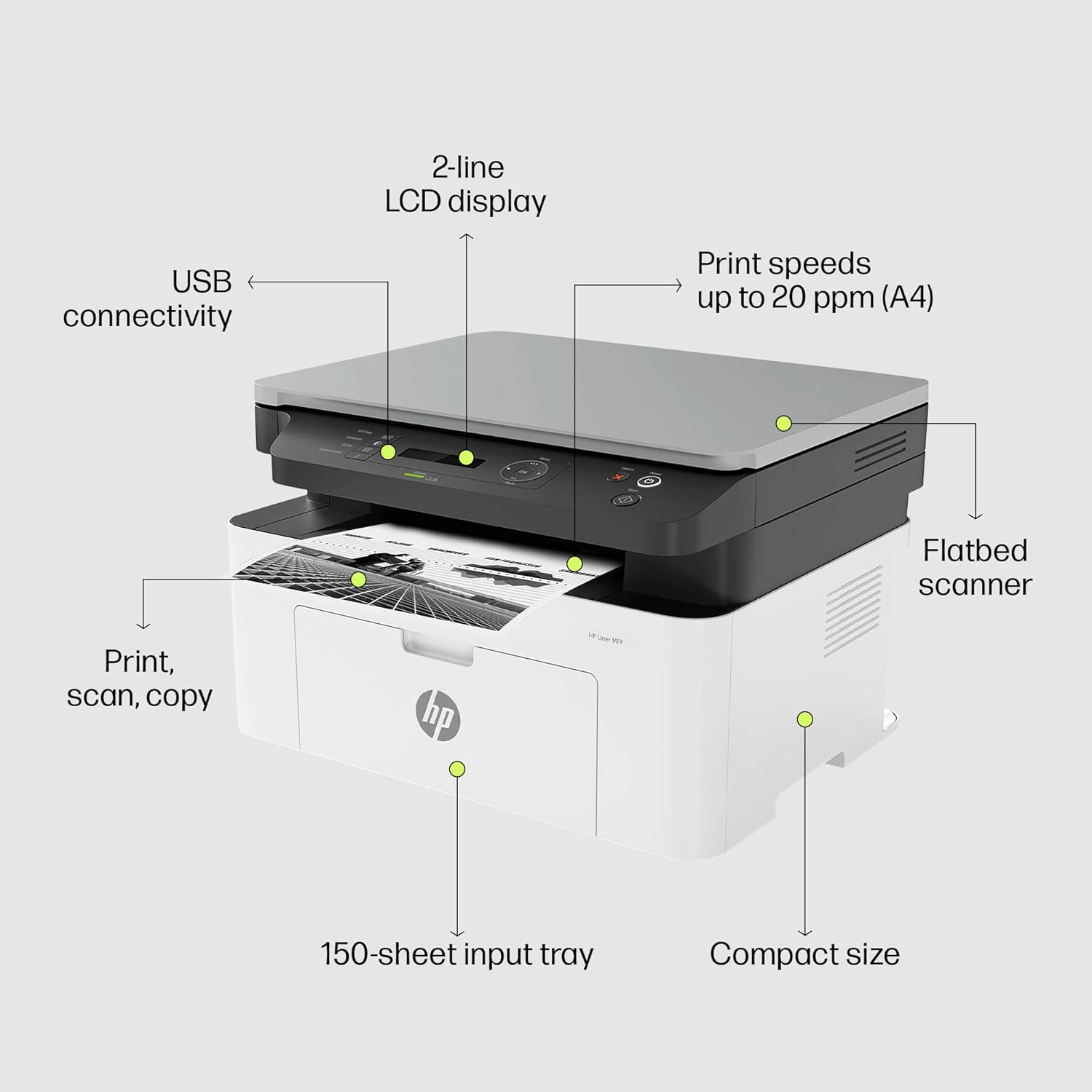 HP MFP 1188A Multi-function Monochrome Laser Printer (Toner Cartridge, 4 Ink Bottles Included)