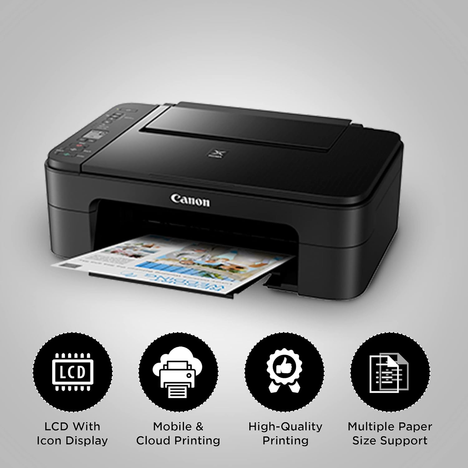 Canon PIXMA E3370 2024 Multi-function WiFi Color Inkjet Printer (Borderless Printing) (Ink Cartridge)
