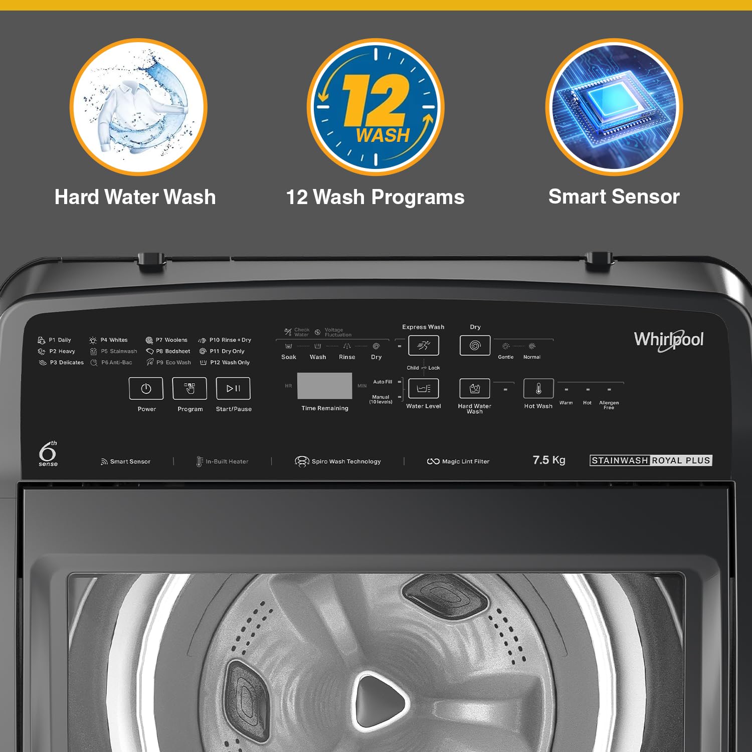 Whirlpool 7.5 Kg 5 Star StainWash Royal Plus Fully Automatic Top Load Washing Machine