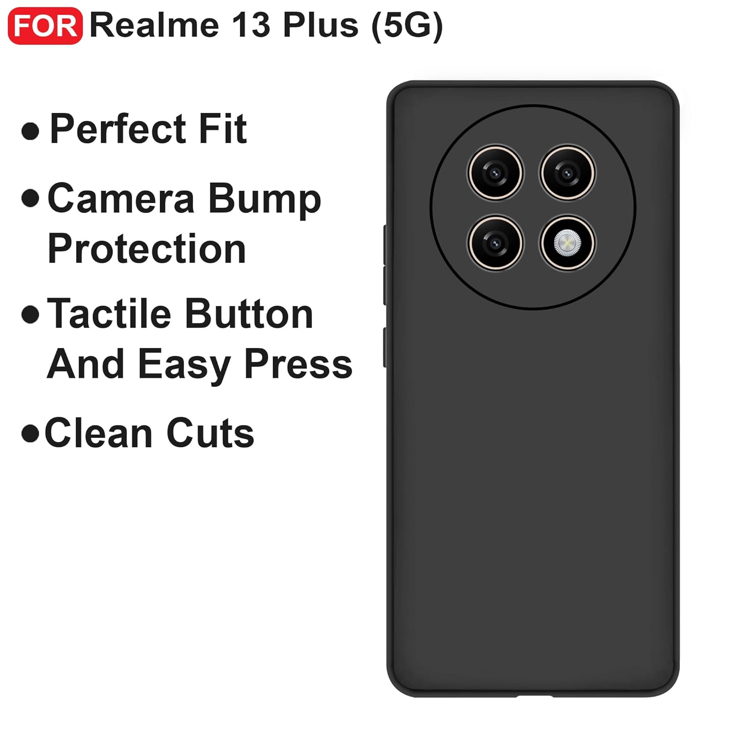 Protect Realme 13 Plus (5G) Back Cover | Camera Bump Protection & Inner Velvet Fabric Lining | Ultra Slim Matte Soft Rubberised Case Cover