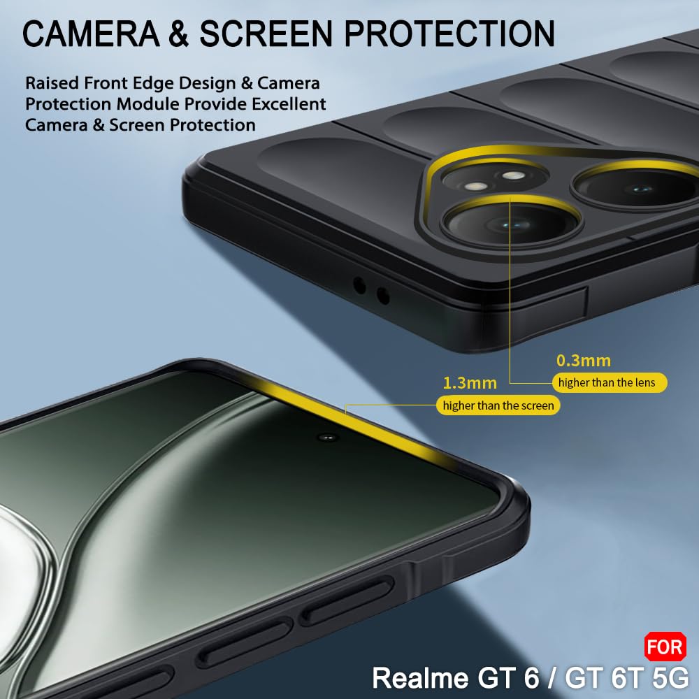 Protect Liquid Silicon Back Cover Case for Realme GT 6 / GT 6T 5G | Shockproof Military Grade Protection | Micro-Fibre Cloth On Inner Side | Anti-Slip Grip Realme GT 6T 5G Back Case
