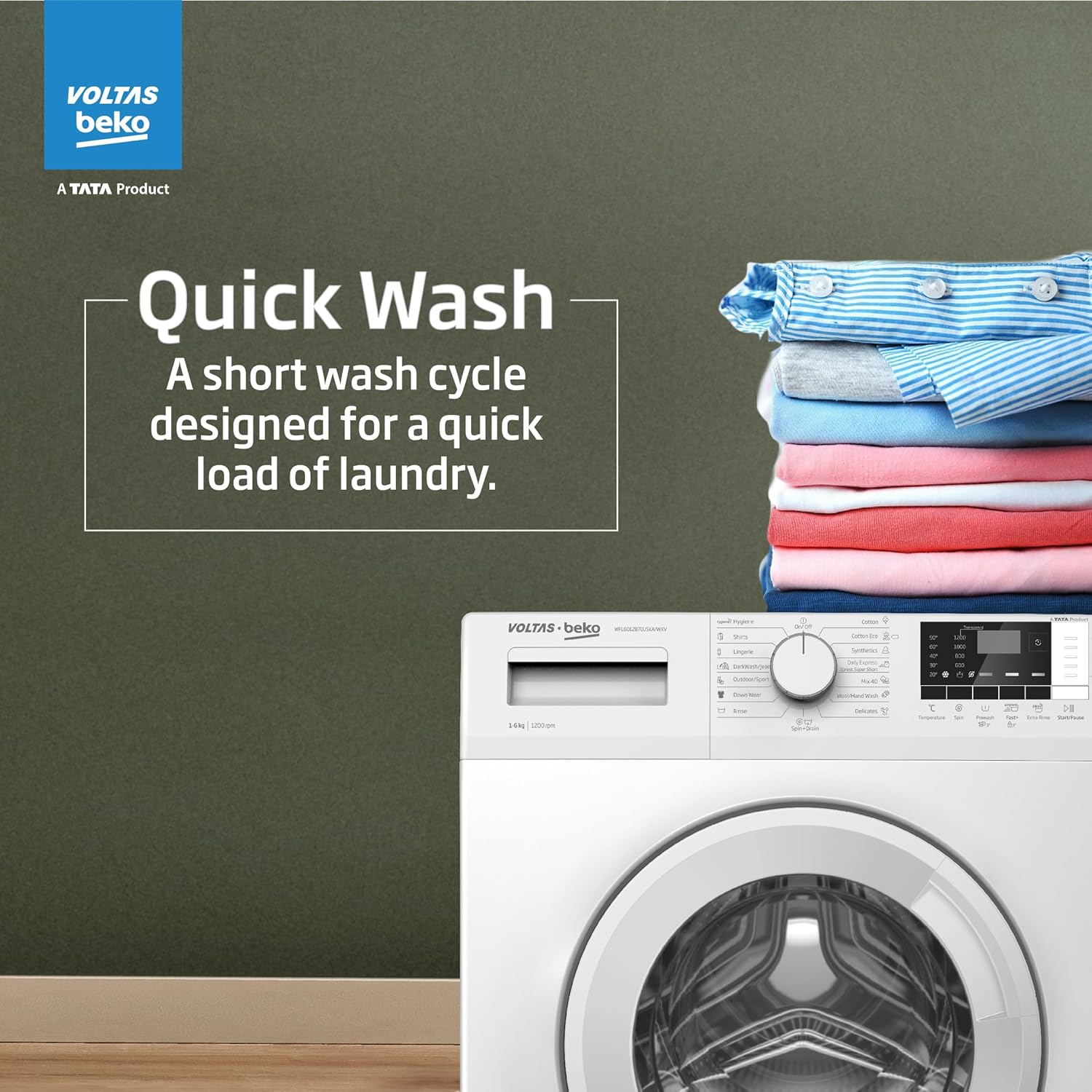 Voltas Beko, A Tata Product 6 Kg 5 Star Fully Automatic Front Loading Washing Machine
