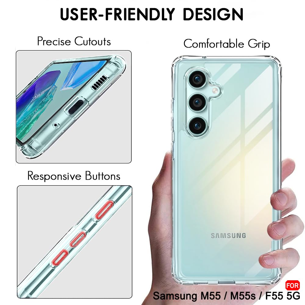 Protect Crystal Clear Back Cover Case for Samsung Galaxy M55 / M55s / F55 5G | 360 Degree Protection | Shock Proof Design