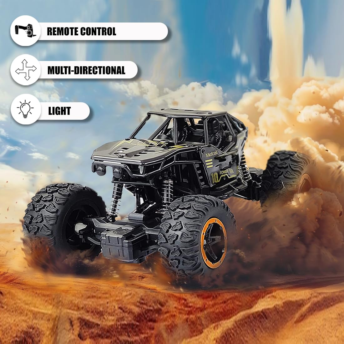 Wembley Rc Monster Truck Remote Control Car for Kids Rock Crawler 5 Function 1:18 Rc Car Toys for Boys 2Wd Offroad High Speed Remote Car
