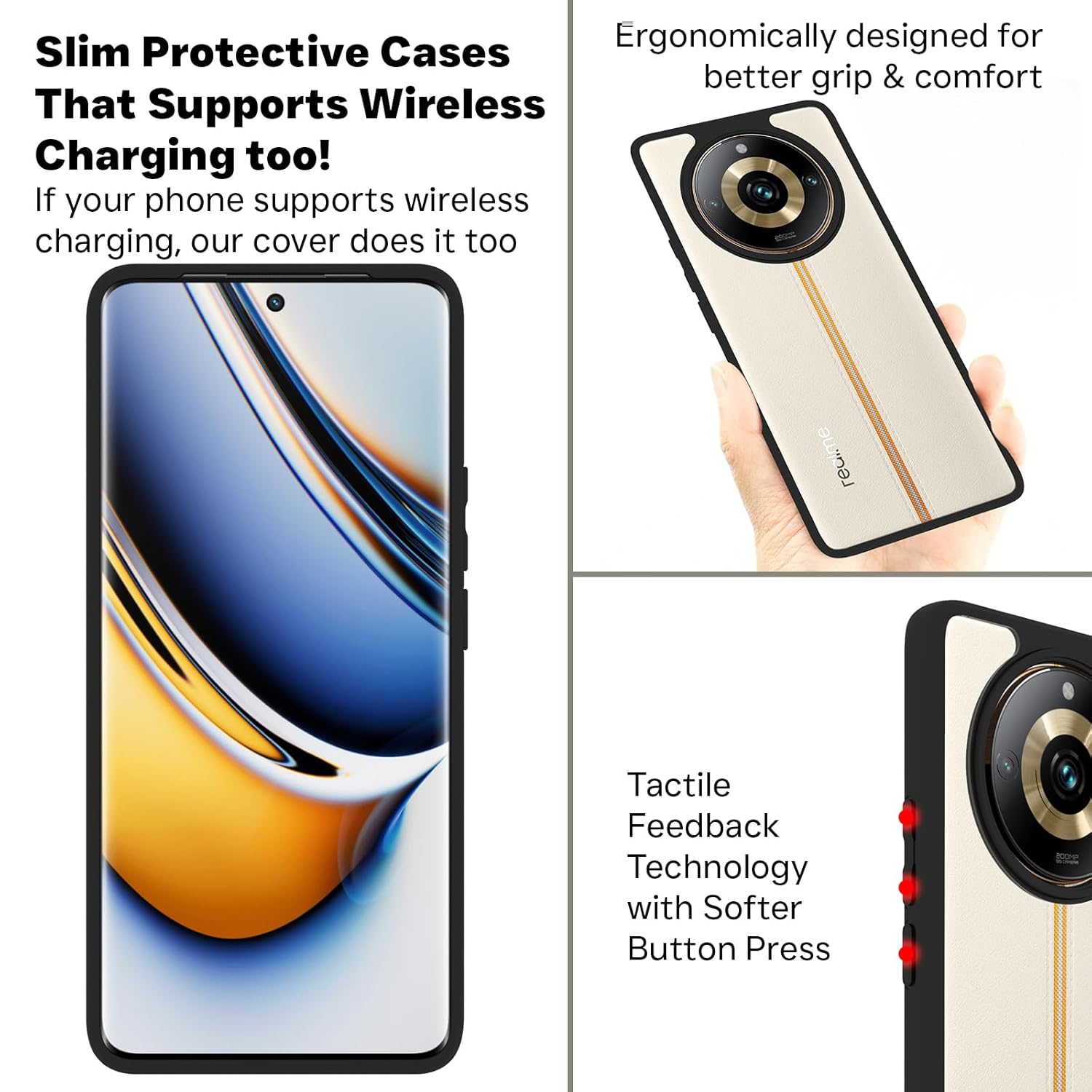 Protect Shockproof Sleek Hybrid Armor Back Cover Case Compatible with Realme 11 Plus