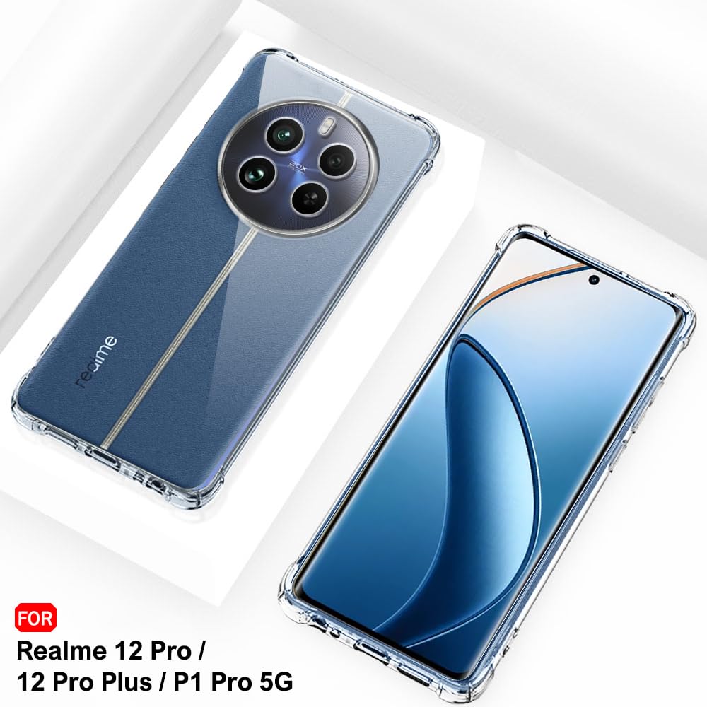 Protect Back Cover For Realme P1 Pro 5G | Shockproof Clear Soft TPU Case | Cushioned Edges Ultimate Protection For Realme 12 Pro Back Cover Case