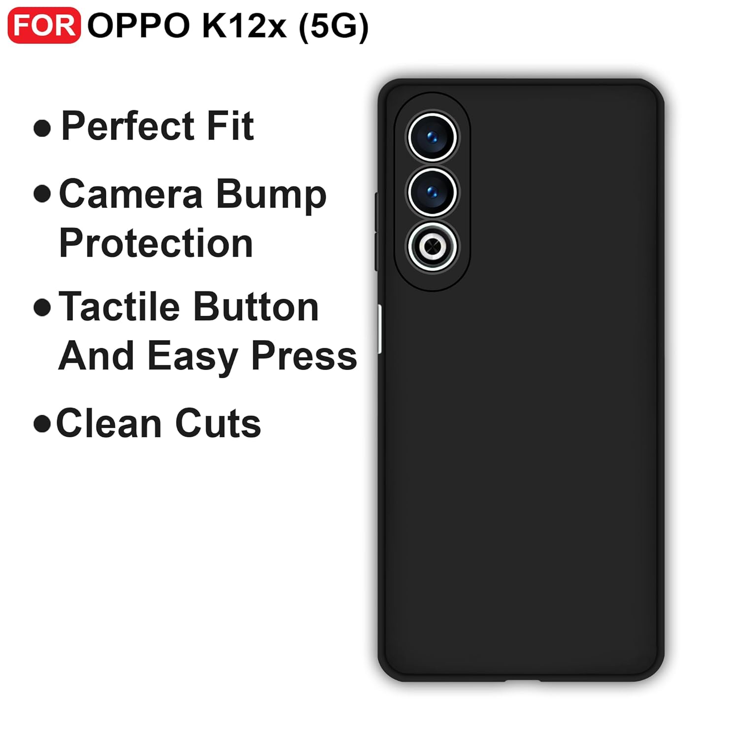 Protect Oppo K12x (5G) Back Cover | Camera Bump Protection & Inner Velvet Fabric Lining | Ultra Slim Matte Soft Rubberised Case Cover
