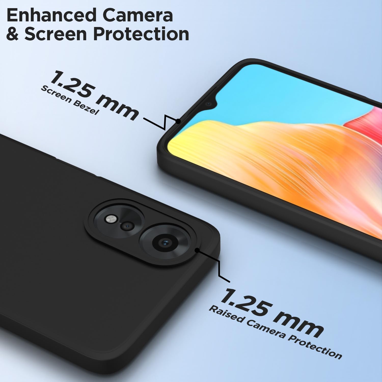 Protect Oppo A38 4G / Oppo A18 4G Back Cover Camera Protection Shockproof Soft Matte Silicone Back Case
