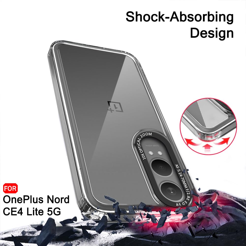 Protect Hybrid Shockproof OnePlus Nord CE 4 Lite 5G Back Cover Case | Stylish Camera Border | Plated Buttons | Crystal Clear Hard Back Case