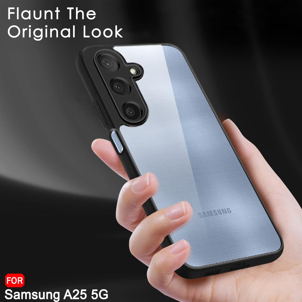 Protect Ultra-Hybrid Shockproof Sleek Armor Back Cover Case for Samsung Galaxy A25 5G | 360° Protection | Crystal Clear Hard Back Transparent Cover Case